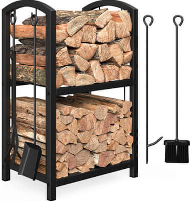 Mr IRONSTONE Firewood Rack with Tools Set